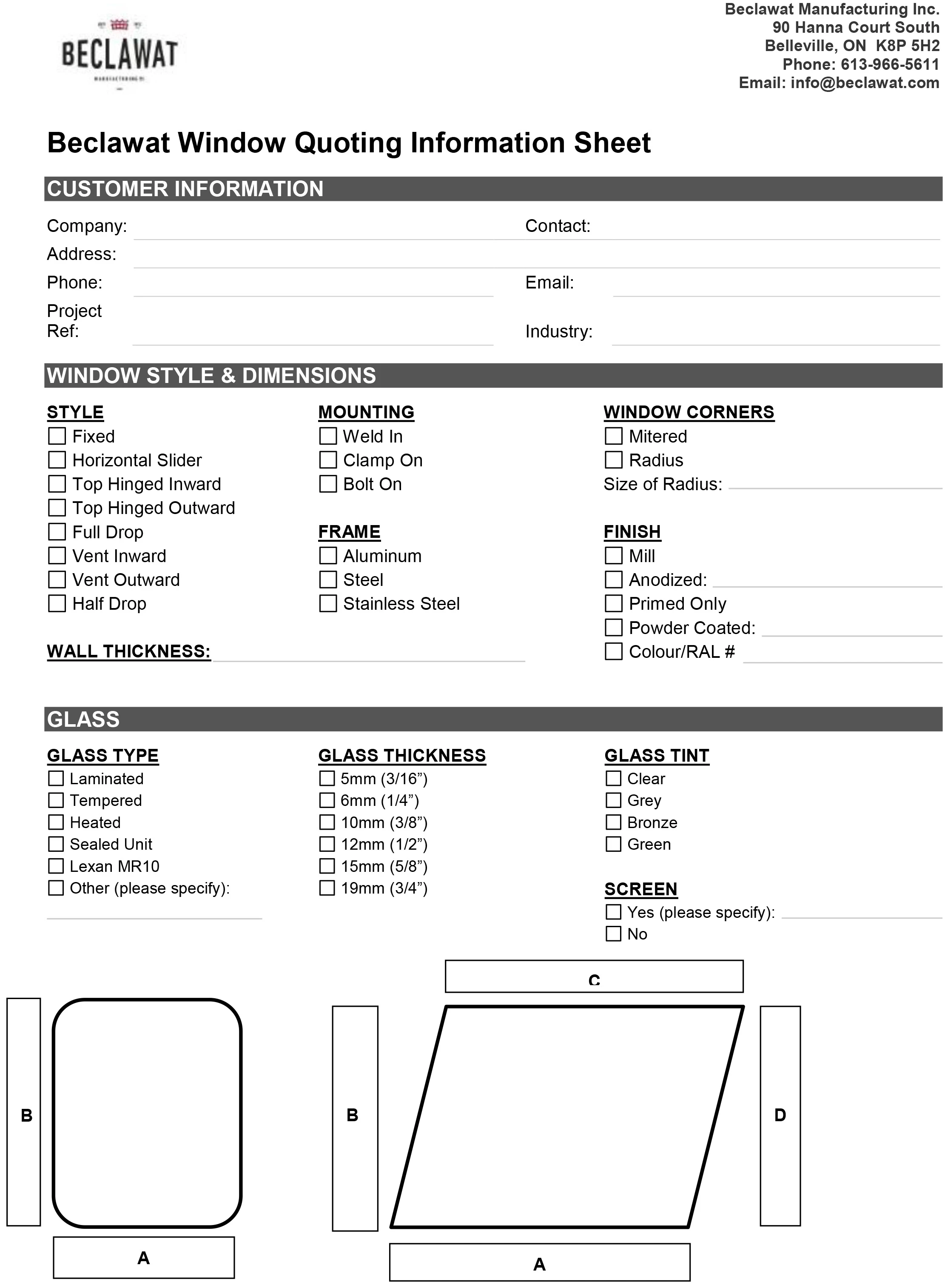 Window Questionnaire